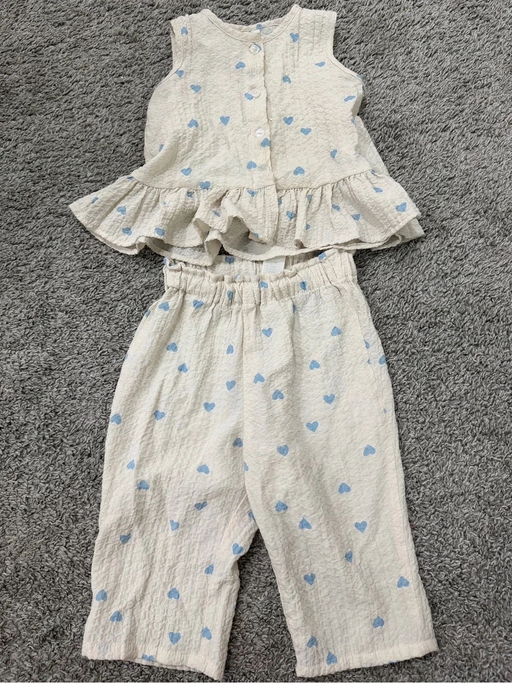 H&M Cream with Light Blue Hearts baby set